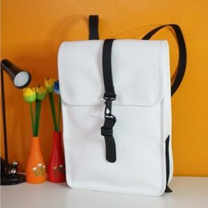 Rains White and Black Backpack